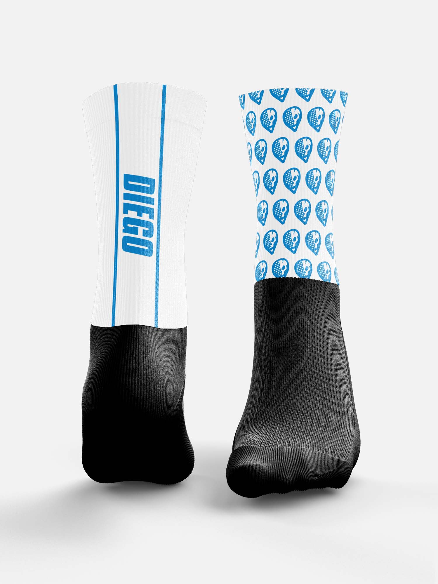 Padel Socks White - Aqua Blue